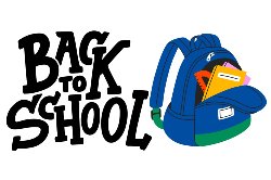 back to school image of open blue backpack full of supplies
